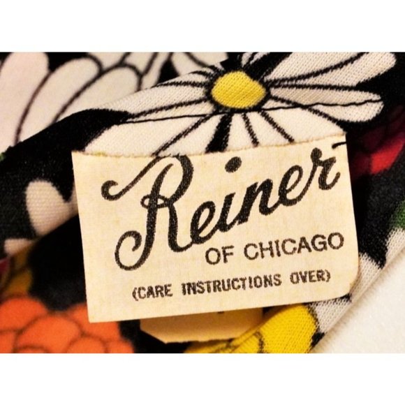 Floral Dress, Maxi Dress, Sheer Black Sleeves, Reiner of Chicago, Flower Power, - Picture 9 of 16